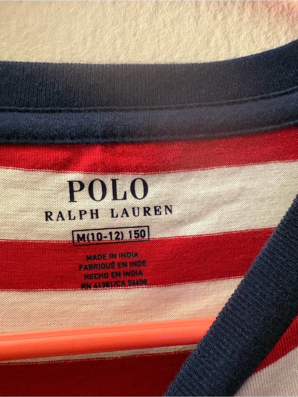 Polo by Ralph Lauren Red & White Striped Tee with Navy Pony